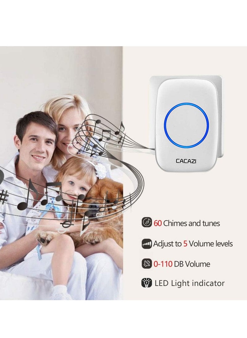 MIXDE Wireless Doorbell kit, Plug-in Receiver, Waterproof Push Button with 1000 feet Operating Range, 5 Volume Levels, 60 Chimes, LED flash & CD Sound For Home/Office/Classroom Use - Image 5