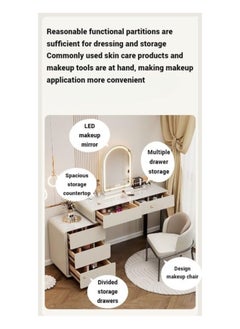 AWD Elegant Vanity Table Dressing Table with Mirror and Chair for Bedroom, Makeup Vanity Desk for Women's Ladies Bedroom Organizer Make up Table with Storage Drawers  - Image 3