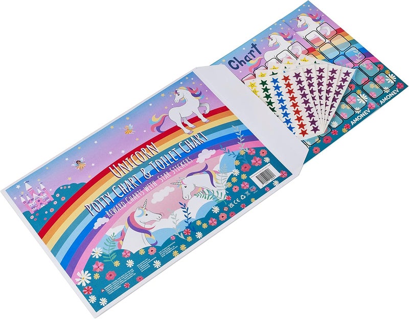 Amonev Unicorn Toilet Training Reward chart and Potty Training reward chart for boys and girls Toddlers Twin Pack with 225 star stickers included - Image 5