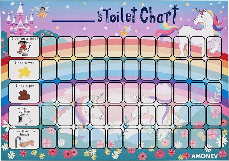 Amonev Unicorn Toilet Training Reward chart and Potty Training reward chart for boys and girls Toddlers Twin Pack with 225 star stickers included - Image 4