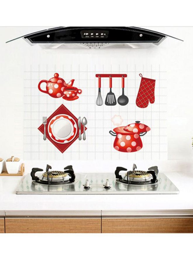 Kitchen Oil-Proof Sticking Aluminum Foil Sticker Red/Black/White 60x90cm