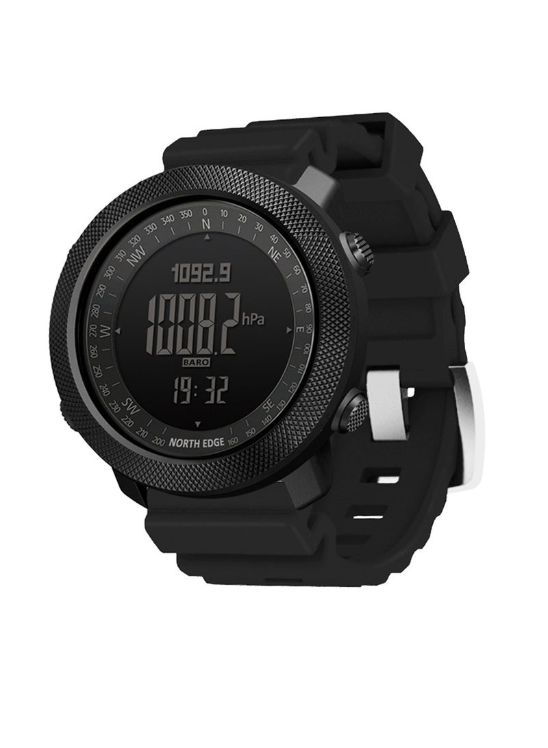 NORTH EDGE ساعة تكتيكية، ساعة رياضية رقمية للرجال، ساعة عسكرية رقمية خارجية للبقاء، ساعة معصم مقاومة للماء بوجه كبير مع بوصلة، عداد خطوات، منبه، (1 قطعة، مطاط أسود) - Image 1