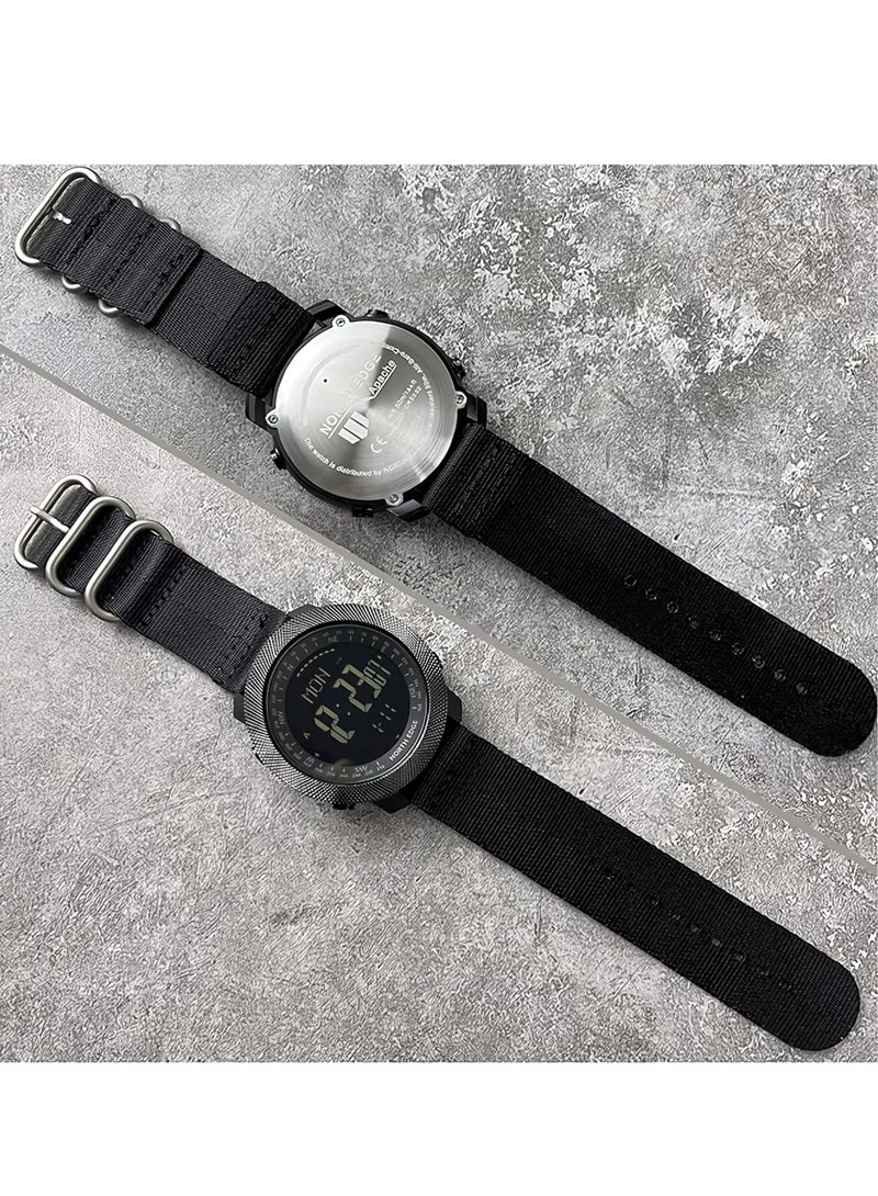 NORTH EDGE ساعة تكتيكية، ساعة رياضية رقمية للرجال، ساعة عسكرية رقمية خارجية للبقاء، ساعة معصم مقاومة للماء بوجه كبير مع بوصلة، عداد خطوات، منبه، (1 قطعة، مطاط أسود) - Image 4