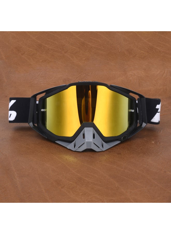 Pitscottfox 100 Cycling Motorcycle Off-road Goggles, Black Frame Gray Nose Red Lens Film