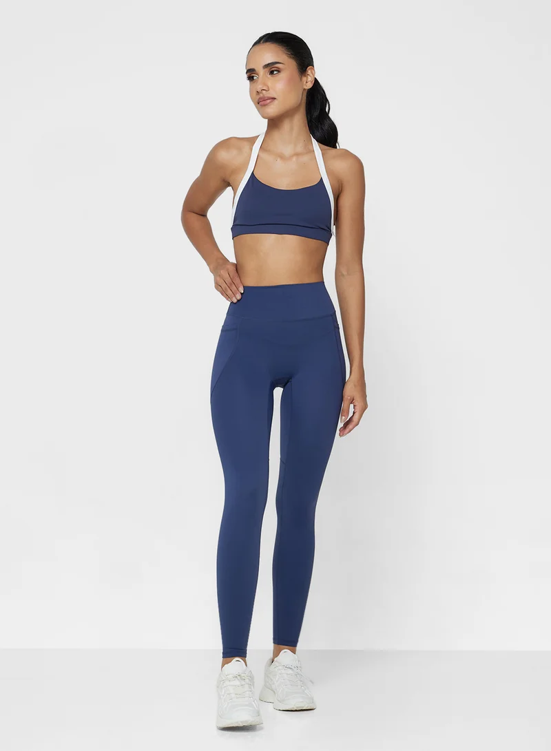 FRWD Halter Neck Contrast Trim Sports Bra