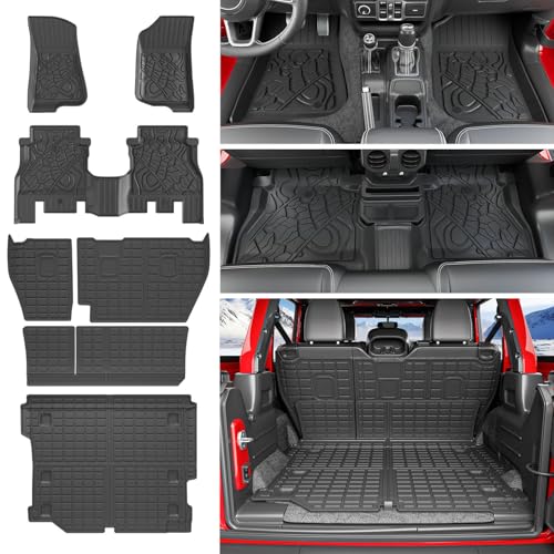 xipoqix Floor Mats Cargo Mat Backrest Mats Compatible with 1825 Jeep Wrangler JL Unlimited 4X4 Cargo Liner Replacement for 1825 Jeep Wrangler JL Accessories Trunk MatBackrest MatsFloor Mats - Image 1