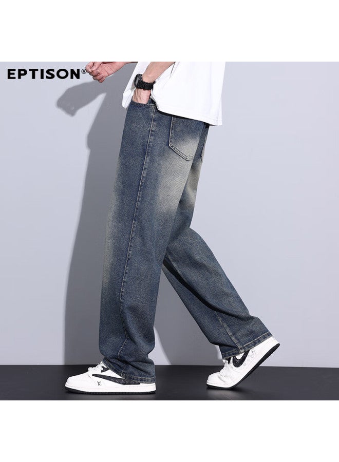 EPTISON Yipintiancheng Spring Summer New Wide-leg Jeans Men's American High Street Loose Washed Straight-leg Pants - Image 5