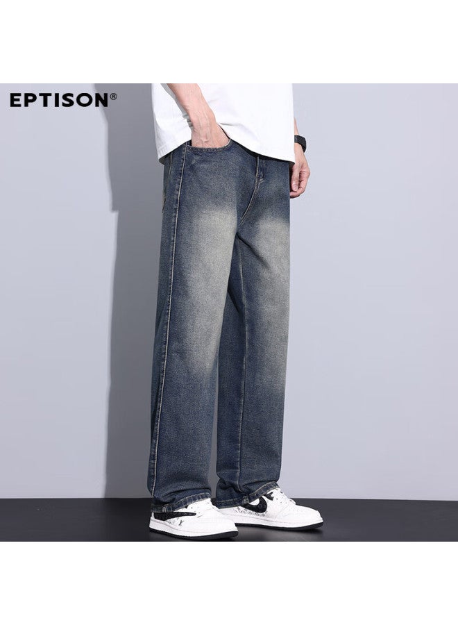 EPTISON Yipintiancheng Spring Summer New Wide-leg Jeans Men's American High Street Loose Washed Straight-leg Pants - Image 3
