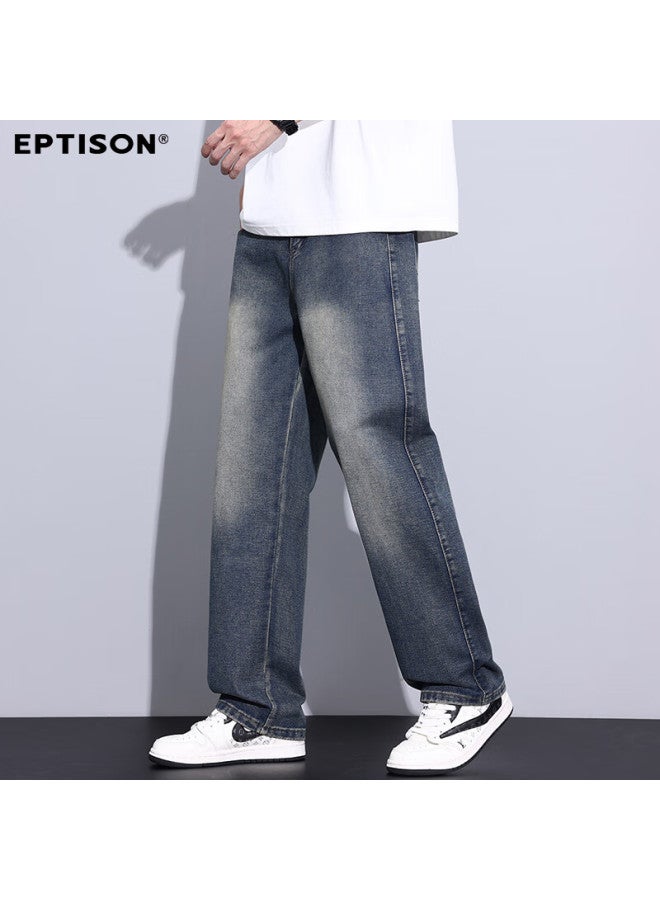 EPTISON Yipintiancheng Spring Summer New Wide-leg Jeans Men's American High Street Loose Washed Straight-leg Pants - Image 4