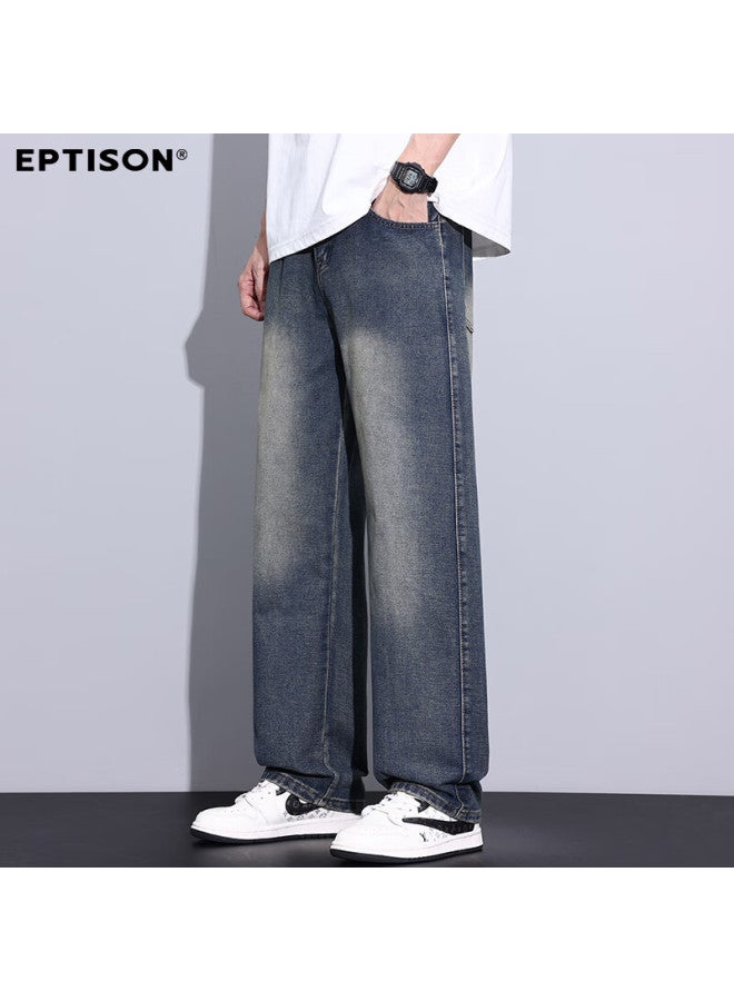 EPTISON Yipintiancheng Spring Summer New Wide-leg Jeans Men's American High Street Loose Washed Straight-leg Pants - Image 1
