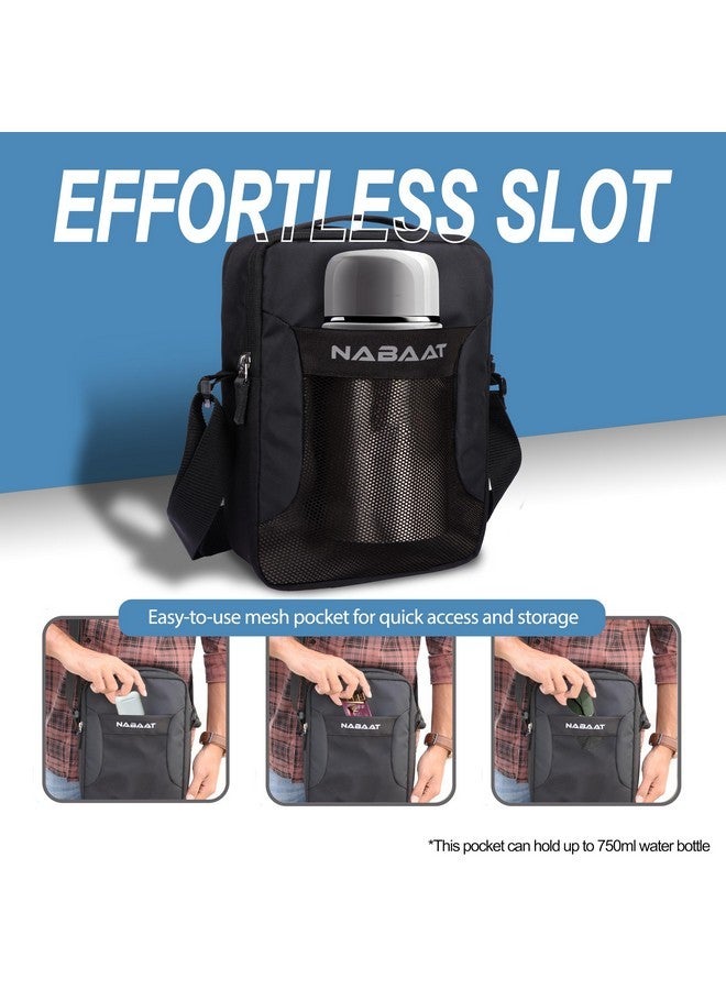 NABAAT Sling Bag for Men and Women,Travel Mens Side Bag, Crossbody Tablet Bag, Passport Bag for Travel with Water Bottle Pocket (Black) - Image 4