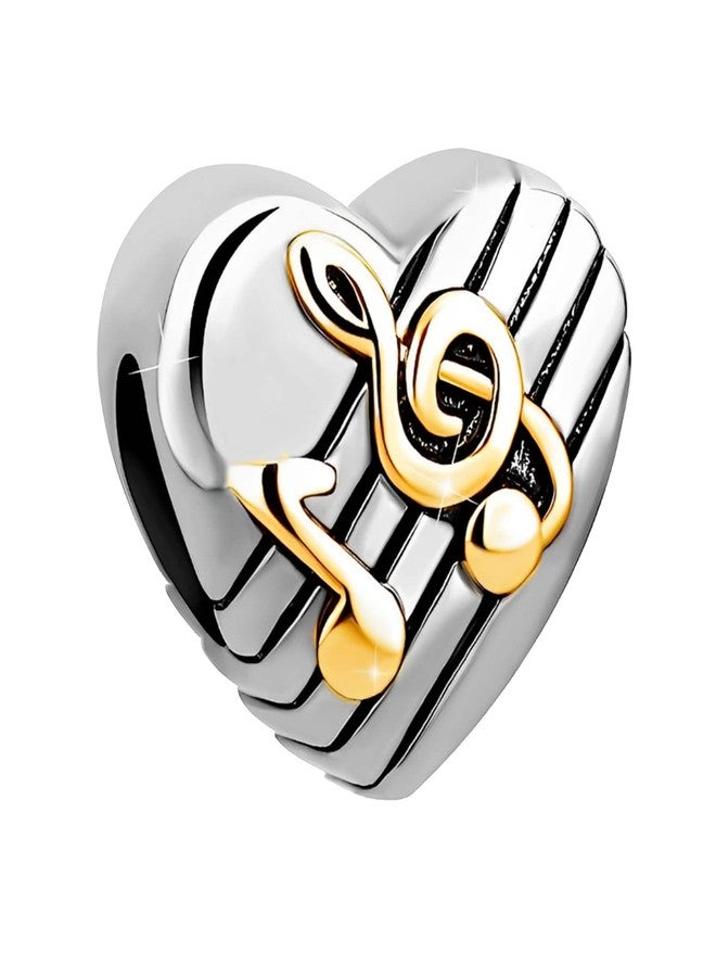 كون بيد خرزات كونبيد الذهبية على شكل نوتة موسيقية وقلب، متوافقة مع أساور باندورا، هدايا مجوهرات عيد ميلاد للنساء - Image 2