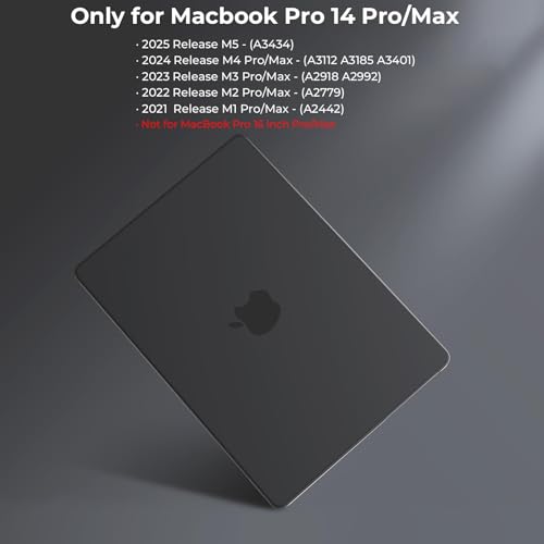 BlueSwan Case Compatible for MacBook Pro 14 inch 2026 2025-2021 M5 M4 M3 M2 M1 Pro/Max,A3427 A3426 A3434 A3112 A3185 A2442,Anti-Scratch Flexible Protective Laptop Cover with Grippy Matte Texture,Black - Image 2