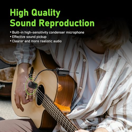 ACEMIC Acoustic Guitar Wireless Microphone, Portable UHF Wireless Clip-on Music Instrument Microphone with Transmitter and 6.35mm Receiver, for Musicians, Teachers, Stage Performances, Band at-5 - Image 2