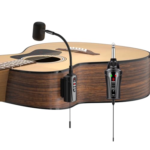 ACEMIC Acoustic Guitar Wireless Microphone, Portable UHF Wireless Clip-on Music Instrument Microphone with Transmitter and 6.35mm Receiver, for Musicians, Teachers, Stage Performances, Band at-5 - Image 1