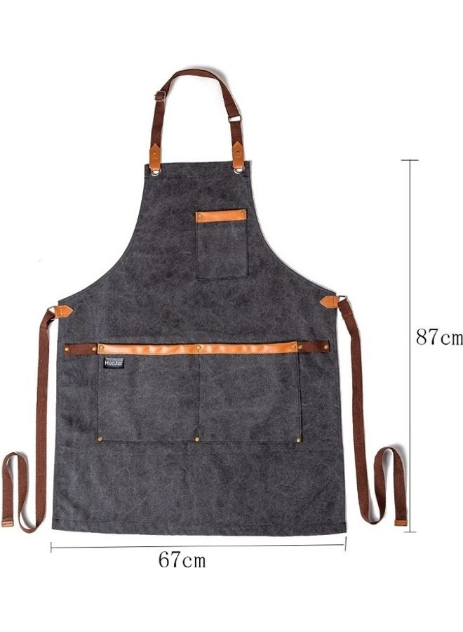Cafe Shop BBQ Hairdresser Apron Black/Brown 87 x 67cm 