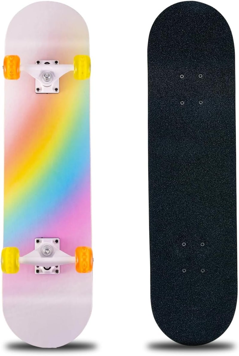 CLYCTIP Skateboard,31 x 8 Inch Complete Skateboard, 8-Layer Maple Wood Deck Double Kick Standard Skateboards for Kids, Teens, Adult, Beginner - Image 1