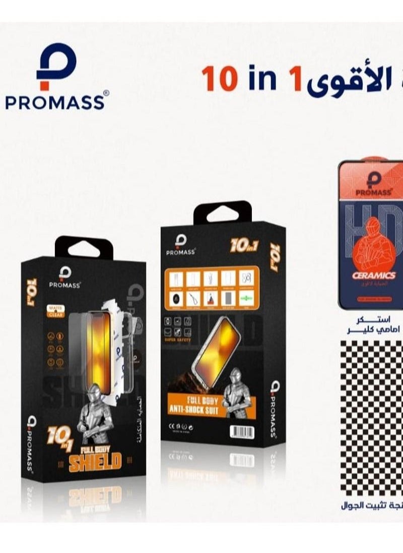 PROMASS - Pack  10 in 1 Back protection transparent front protection anti fingerprint protection, camera protection, transparent cover and other accessories for the phone X - Image 1