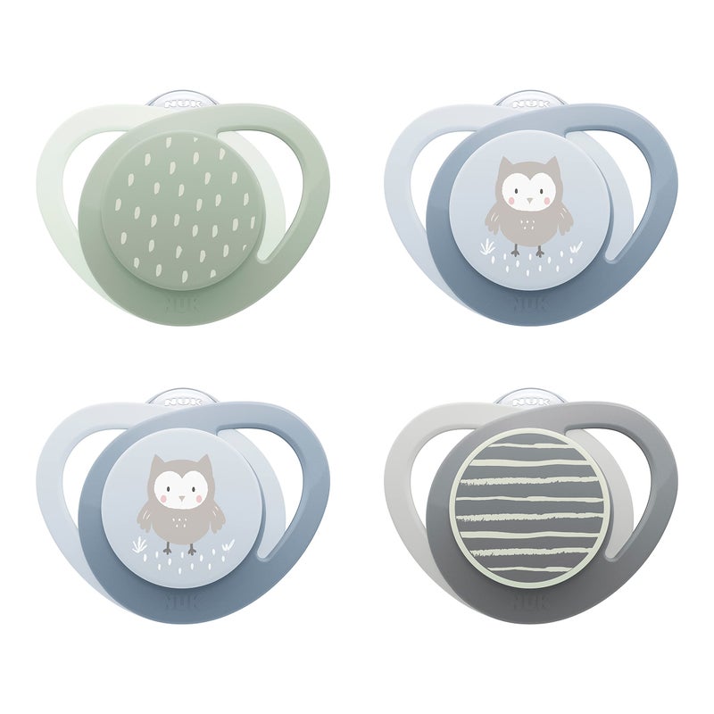 NUK Glow-in-The-Dark Orthodontic Pacifier with Heart-Shaped Shield, BPA-Free, fits 0-6 Months, 4-Pack - Image 1