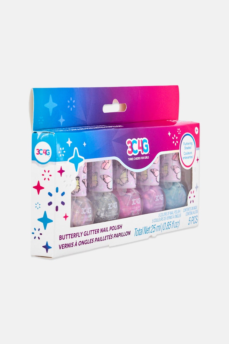 3C4G 5 Pieces Butterfly Glitter Nail Polish Set 25 ml - Image 3