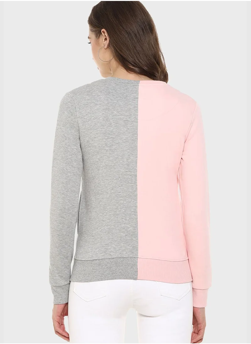 Campus Sutra Color block Sweatshirt