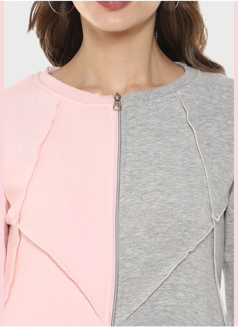 Campus Sutra Color block Sweatshirt