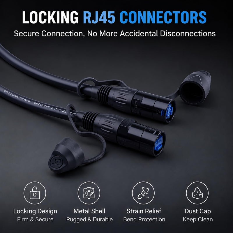 كابل Toronce Professional CAT6 Ethercon RJ45 مع موصلات محمية على كلا الطرفين (25 قدمًا) - Image 4