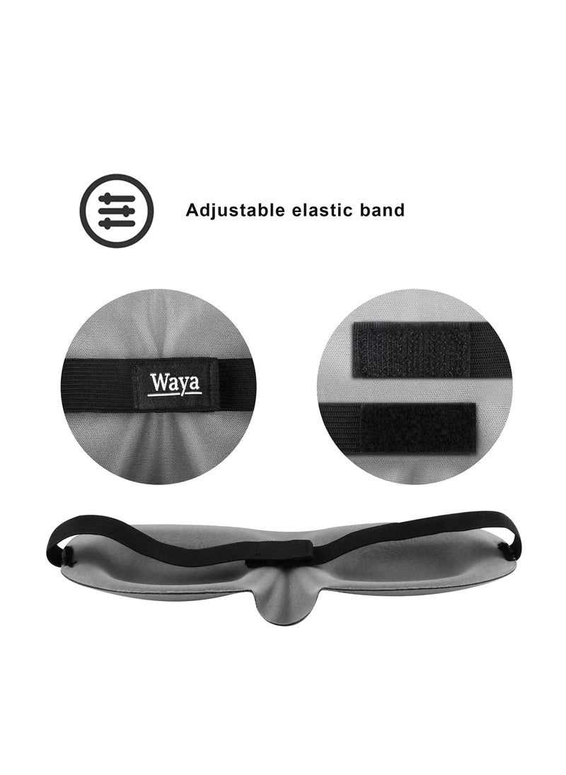 WAYA - WAYA 3D Comfort Foam Sleep Eye Mask for Men Women with Adjustable Strap - 3d Tailored Cup with Adaptable Sponge - Sleeping Mask & Blindfold - Block Upto 100% Light - Eye Shade Cover Grey - Image 1