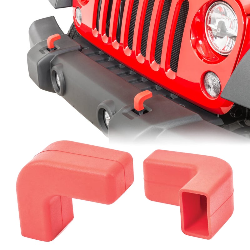 Quadratec Factory Bumper Tow Hook Covers Set of 2 Red Fits Jeep Wrangler JK JL Gladiator JT 20072023 Front Bumpers Adds Cushioned Grip to Tow Strap Recovery UV Resistant Silicone