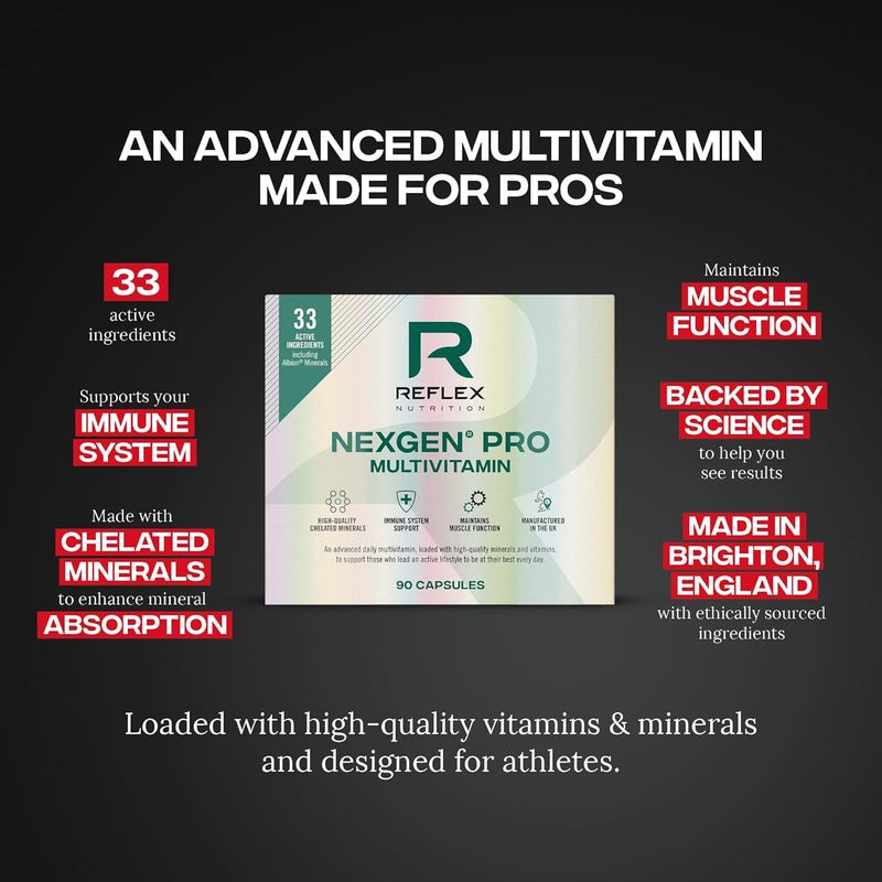 Reflex Nutrition Nexgen Pro Multivitamins and Minerals for Immune Support 90 Caps For Active Lifestyles Multi Mineral and Vitamins for Immune System Vitamin D Magnesium Vitamin C Zinc - Image 2