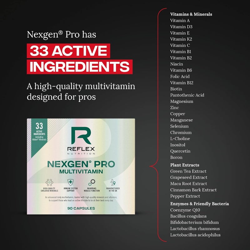 Reflex Nutrition Nexgen Pro Multivitamins and Minerals for Immune Support 90 Caps For Active Lifestyles Multi Mineral and Vitamins for Immune System Vitamin D Magnesium Vitamin C Zinc - Image 4