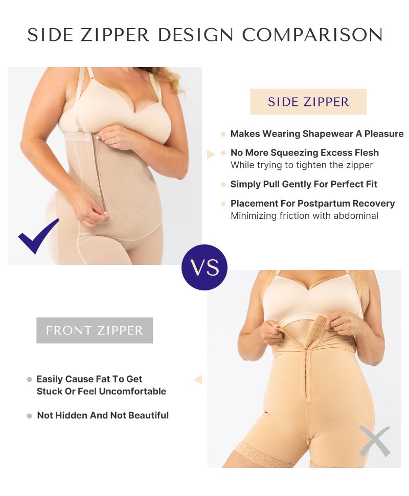 SHAPELLX Tummy Tuck Compression Garment Body Shaper Side Zipper Butt Lifting Shapewear Womens Shapewear Tummy Control Girdles For Women Body Shaper (Black, X-Large) - Image 5
