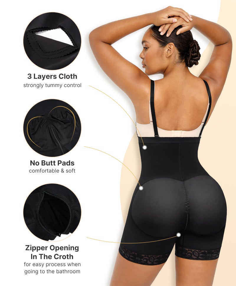 SHAPELLX Tummy Tuck Compression Garment Body Shaper Side Zipper Butt Lifting Shapewear Womens Shapewear Tummy Control Girdles For Women Body Shaper (Black, X-Large) - Image 3