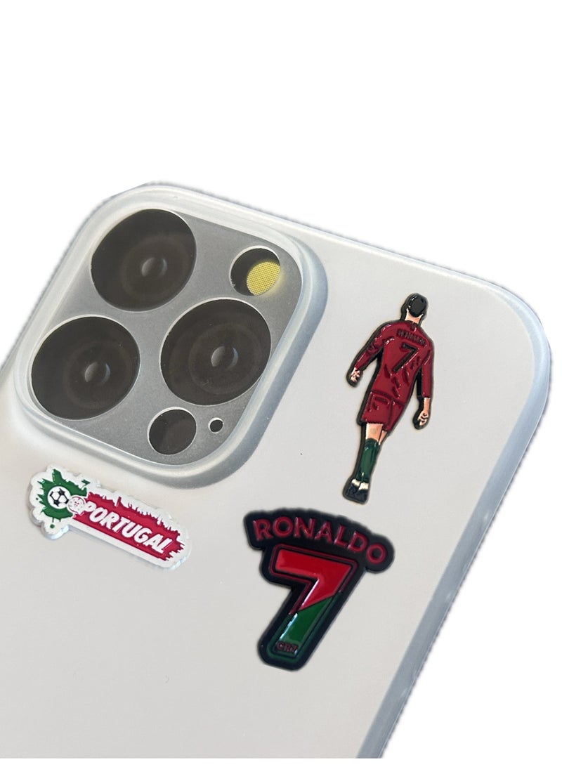 3 pieces of Metal stickers - Portugal Text sticker and Ronaldo Number 7 sticker and Cristiano Ronaldo sticker - Premium Quality Metal for Mobile, Laptop, Backpacks and more. - Image 5