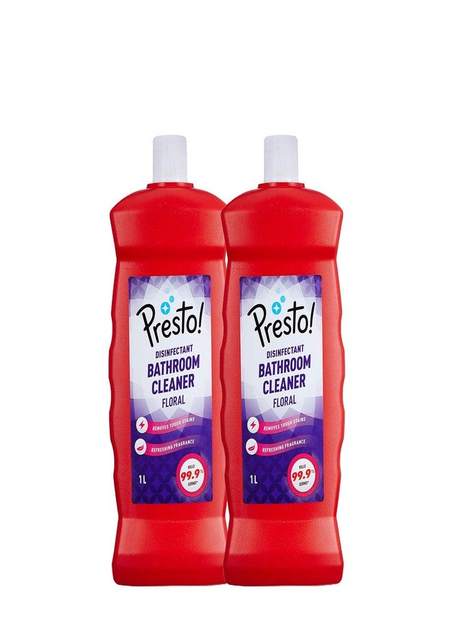 Presto! Amazon Brand - Presto! Bathroom Cleaner | Floral | 2 Litre | 1 L X 2 Packs | Suitable For Bathroom Floors, Slabs, Wall Tiles, Sinks, Basins, Stainless Steel Taps & Shower Heads - Image 1
