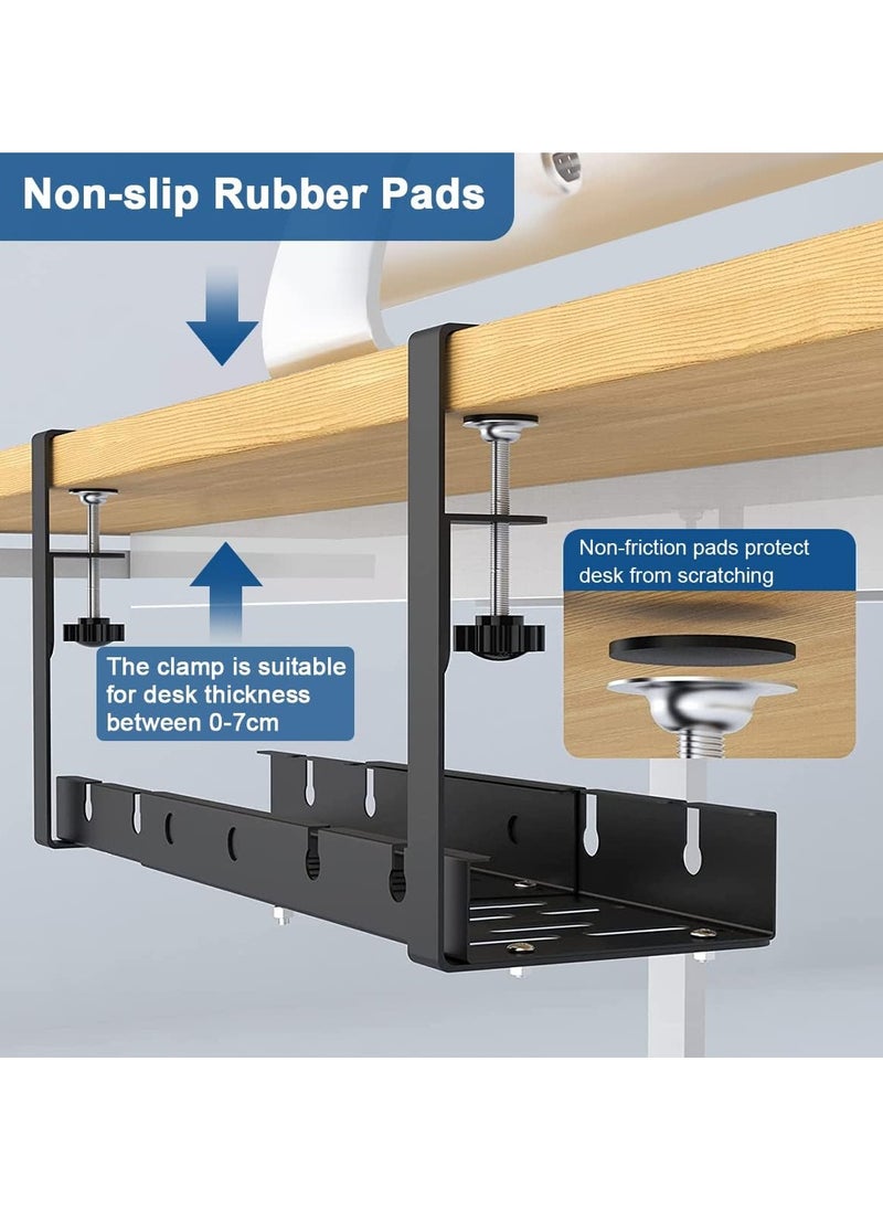 YIM-VIBEHAUS Under Desk Cord Organizer , Computer Cable Rack for Office Metal Wire Management Holder Adjustable Table Cord Organizer with Clamp No Drill Under Table Wire Basket Cable Raceway  - Image 3