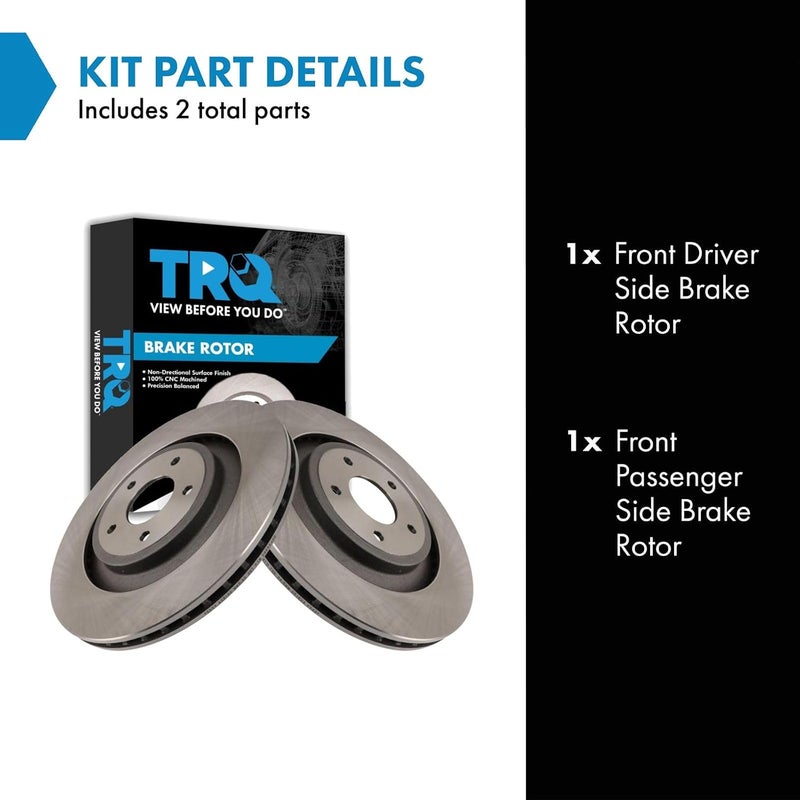 TRQ Front Brake Rotor Set Vented Compatible with 2012-2014 Chrysler 200 2012-2014 Dodge Avenger 2008-2009 Caliber - Image 2