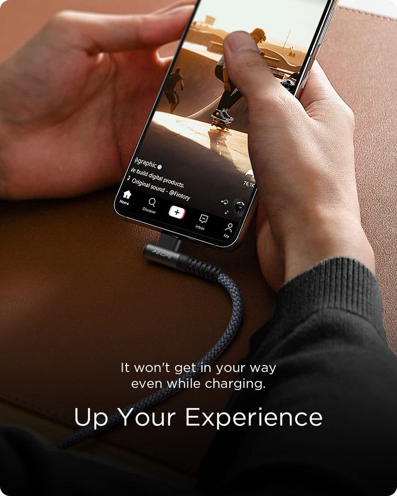 Ainope 16.5FT USB C Fast Charging Cable 3.1A Fast Charge, Right Angle AINOPE USB C Charging Cable, Durable Nylon Braided USB Type C Cable Compatible Galaxy S20 S10 S9 S8 Plus,V30,V20,G6?Samsung Fast Charger - Image 3