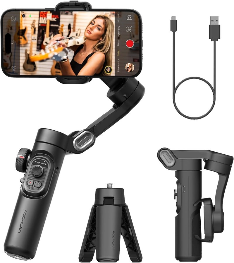 AOCHUAN Smart XE 3-Axis Foldable Smartphone Gimbal Stabilizer for iPhone and Android - Image 1