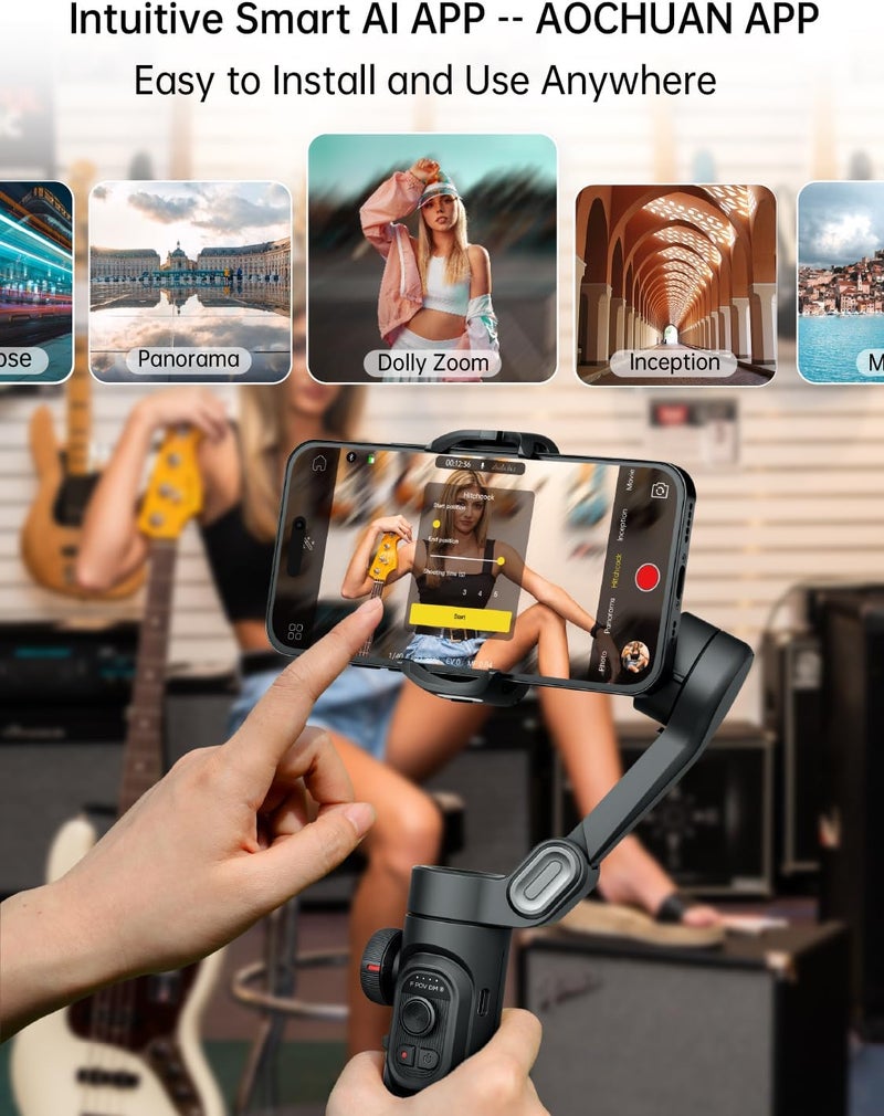 AOCHUAN Smart XE 3-Axis Foldable Smartphone Gimbal Stabilizer for iPhone and Android - Image 5