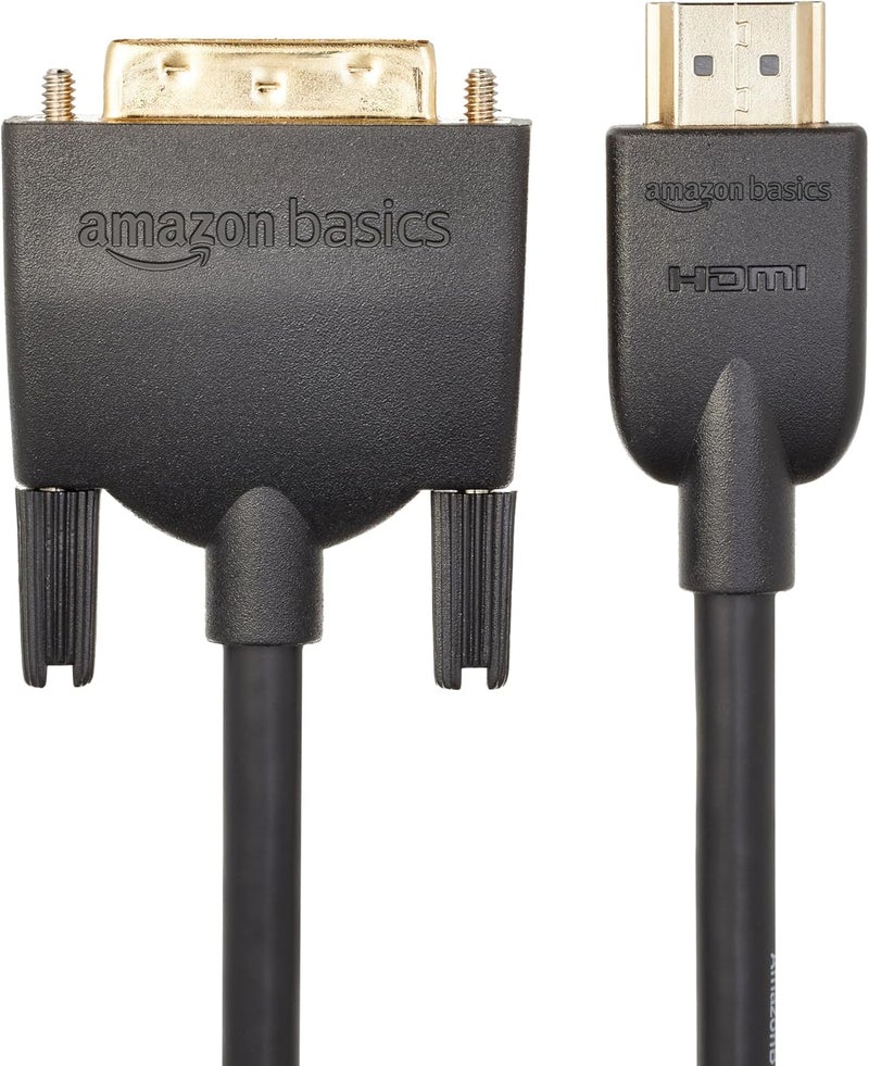 كابل محول HDMI إلى DVI من ، ثنائي الاتجاه 1080p، مطلي بالذهب، أسود، طول 6 أقدام (2 متر)، عبوة واحدة - Image 3