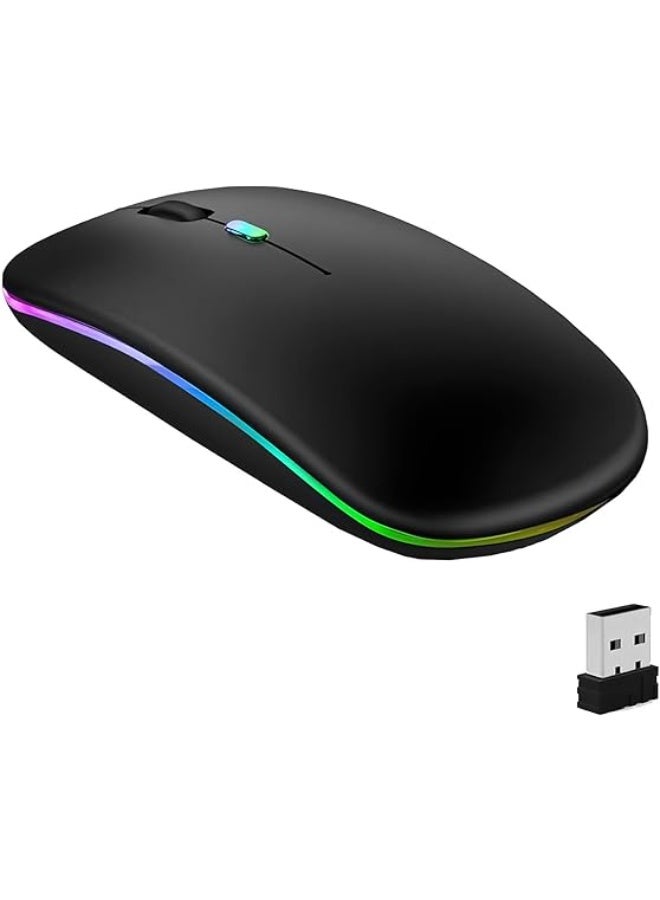 Rechargeable Bluetooth Wireless Mouse – Slim Silent Mouse for MacBook Pro/Air, iMac, Laptop, iPad, PC – Compatible with macOS/Windows – Black - Image 1