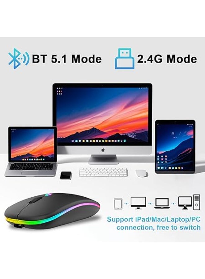 Rechargeable Bluetooth Wireless Mouse – Slim Silent Mouse for MacBook Pro/Air, iMac, Laptop, iPad, PC – Compatible with macOS/Windows – Black - Image 3