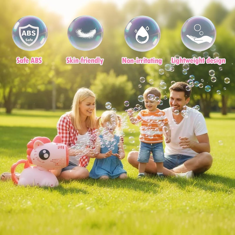 آلة الفقاعات للأطفال، صانع فقاعات يونيكورن محمول مع أضواء ملونة ورأس متحرك، آلة فقاعات أوتوماتيكية خارجية للأطفال من سن 3 إلى 8 سنوات، مثالية للحفلات وأعياد الميلاد - Image 5