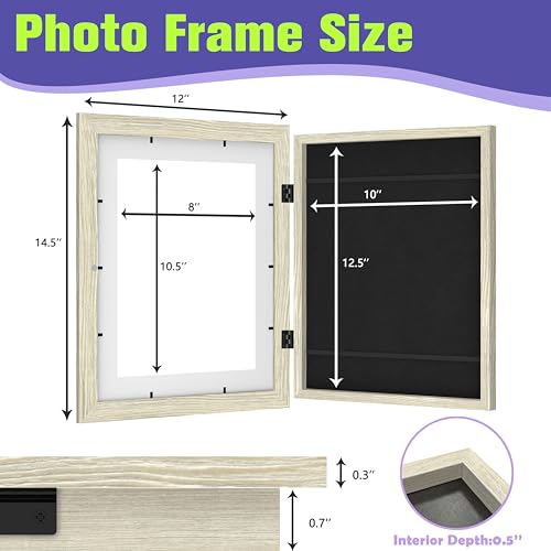 FrameWorks 2-Pack, 10" x 12.5" Gray Wood Grain Wooden Children's Art Frame with Magnetic Door - Can Be Used to Display 3D Artwork, Photos, and Crafts - Gallery Style Edge Wall Decoration - Image 2