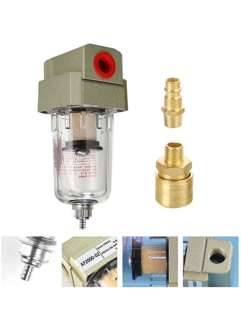 Excefore - Compressed Air Filter Air Compressor Filter 1/4", Compressed Air Regulator Air Filter Pressure Regulator Oil Water Separator Filter with Quick Coupling Connection for Compressor And Air Tools - Image 1