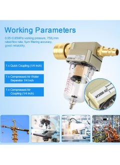 Excefore Compressed Air Filter Air Compressor Filter 1/4", Compressed Air Regulator Air Filter Pressure Regulator Oil Water Separator Filter with Quick Coupling Connection for Compressor And Air Tools  - Image 4