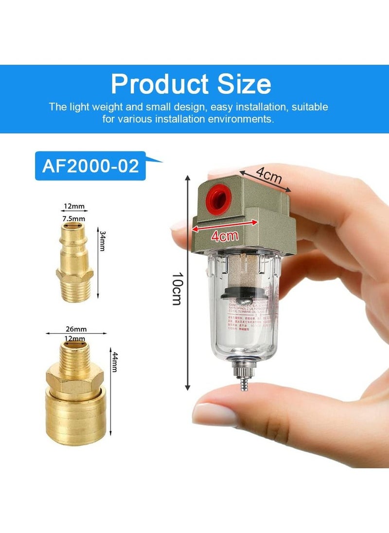 Excefore - Compressed Air Filter Air Compressor Filter 1/4", Compressed Air Regulator Air Filter Pressure Regulator Oil Water Separator Filter with Quick Coupling Connection for Compressor And Air Tools - Image 1