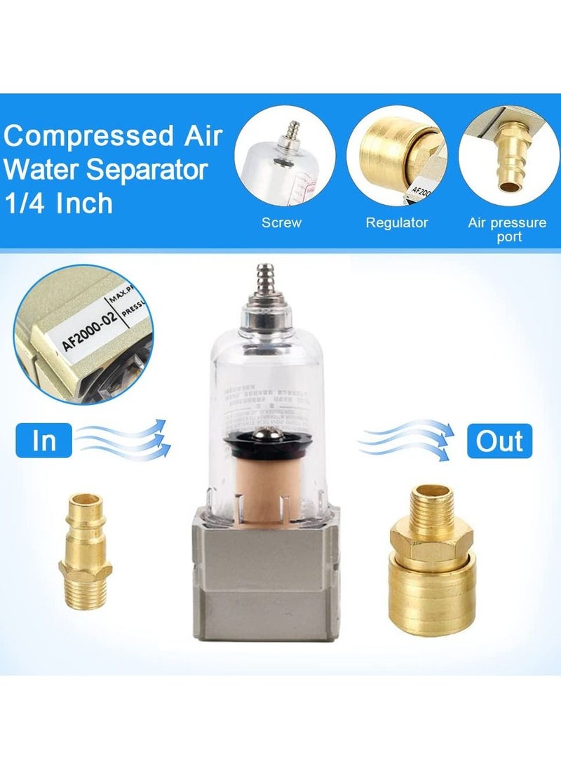 Excefore - Compressed Air Filter Air Compressor Filter 1/4", Compressed Air Regulator Air Filter Pressure Regulator Oil Water Separator Filter with Quick Coupling Connection for Compressor And Air Tools - Image 1