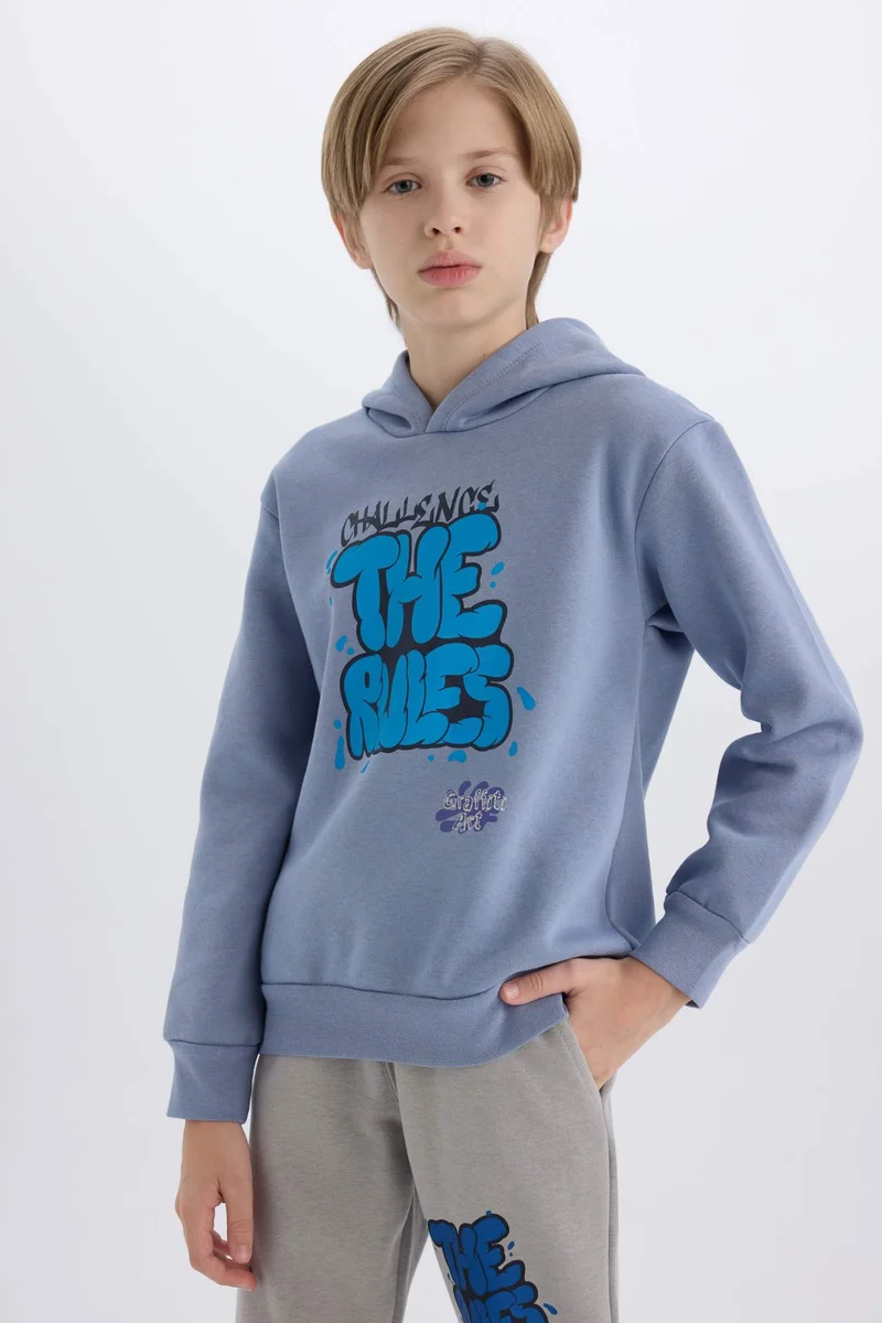 ديفاكتو Regular Fit Hooded Sweatshirt